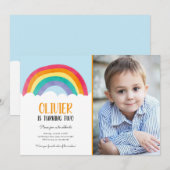 レインボークラウドブルーボーイカラーズ誕生日招待状 招待状 (正面/裏面)