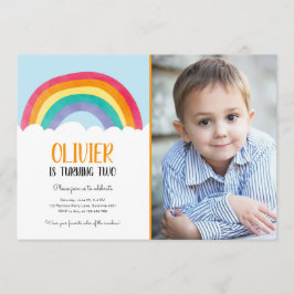 レインボークラウドブルーボーイカラーズ誕生日招待状 招待状