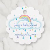 レインボークラウドレインボーベビーシャワーメッセージカード フェイバータグ (裏面)