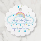 レインボークラウドレインボーベビーシャワーメッセージカード フェイバータグ (正面)