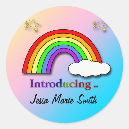 レインボークラウド誕生のお知らせ封筒用シール ラウンドシール (正面)