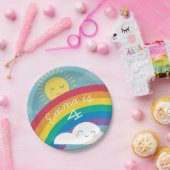 レインボークラウド&サン誕生日プレート ペーパープレート (パーティー)