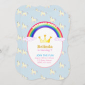 レインボークラウン&ユニコーン誕生日パーティー 招待状 (正面/裏面)