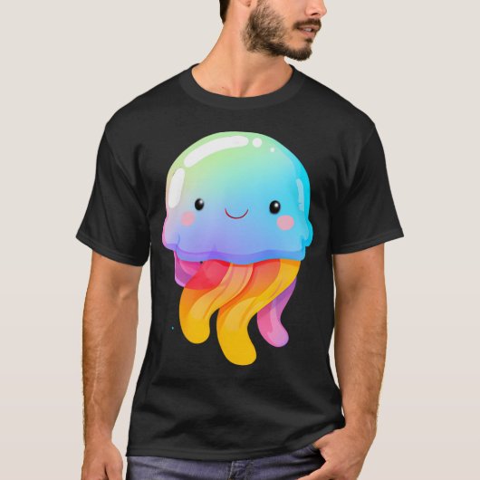 レインボークラゲ かわいい Tシャツ (正面)