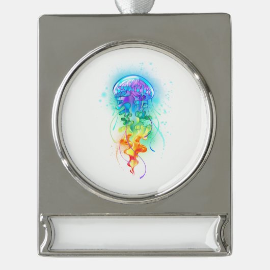 レインボークラゲ シルバープレートバナーオーナメント (正面)