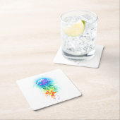 レインボークラゲ スクエアペーパーコースター (インサイチュ)