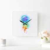 レインボークラゲ スクエア壁時計 (ホーム)