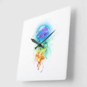 レインボークラゲ スクエア壁時計 (傾斜)