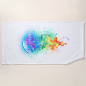 レインボークラゲ ビーチタオル (正面)