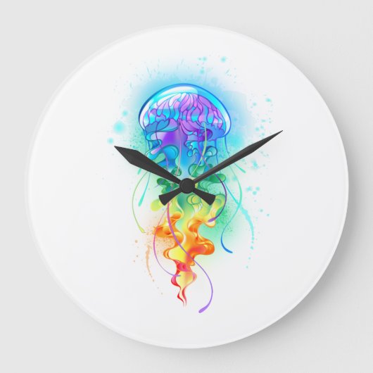 レインボークラゲ ラージ壁時計 (正面)