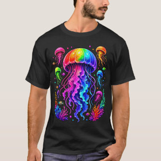 レインボークラゲ 海の生き物 スキューバダイビング 虹色のクラゲ Tシャツ
