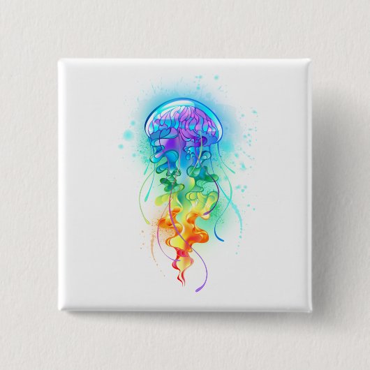 レインボークラゲ 缶バッジ (正面)