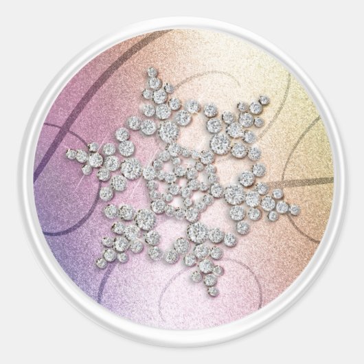 レインボークリスタルスノーフレーク封筒用シール ラウンドシール (正面)