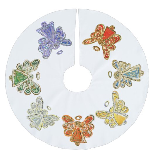 レインボークリスマスエンジェルツリースカート ブラッシュドポリエステルツリースカート (正面)