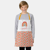 レインボークリスマスカラフルかわいいおもしろい パーソナライズされた エプロン (着用した状態)