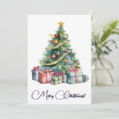 レインボークリスマスツリーウォーターカラーアート シーズンカード (スタンド正面)