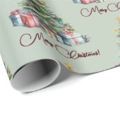 レインボークリスマスツリーウォーターカラーアート ラッピングペーパー (ロールコーナー)