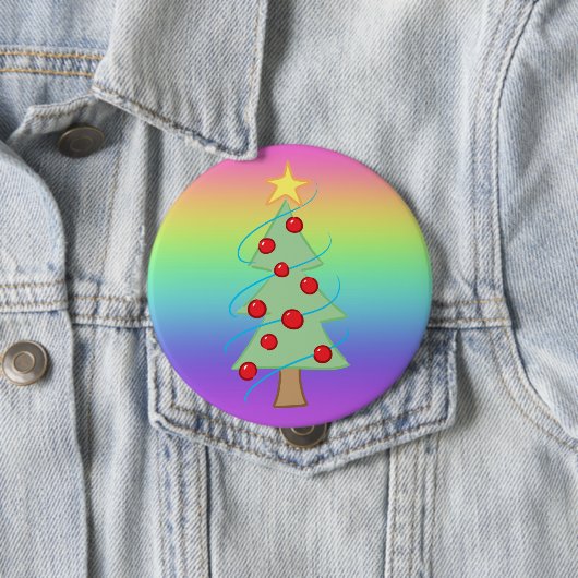レインボークリスマスツリーボタン 缶バッジ (インサイチュ)