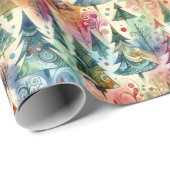 レインボークリスマスツリーラッピング紙 ラッピングペーパー (ロールコーナー)