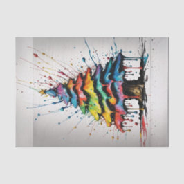 レインボークリスマスツリー油スプラッシュデクページ紙 薄葉紙