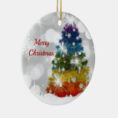 レインボークリスマスツリー雪グラフィック セラミックオーナメント (右)