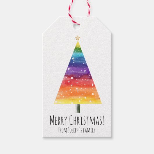 レインボークリスマスツリー ギフトタグ (正面)