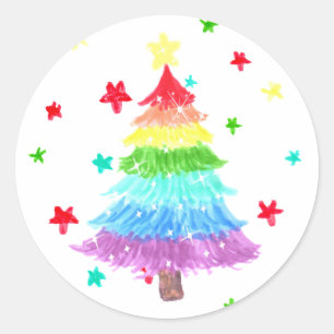 レインボークリスマスツリーLGBTプライド ラウンドシール