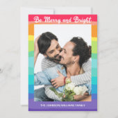 レインボークリスマスベメリーーと明るいLGBTQの写真 シーズンカード (正面)