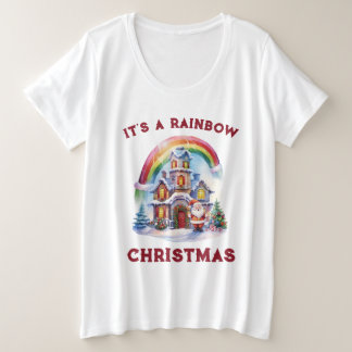 レインボークリスマスTシャツ(プラスサイズ・レディース) プラスサイズTシャツ