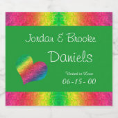 [レインボークリンクル結婚ズ]ハートバタフライグリーン スパークリングワインラベル (シングルラベル)