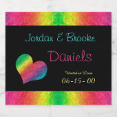 [レインボークリンクル結婚ズ]ハートバタフライブラック スパークリングワインラベル (シングルラベル)