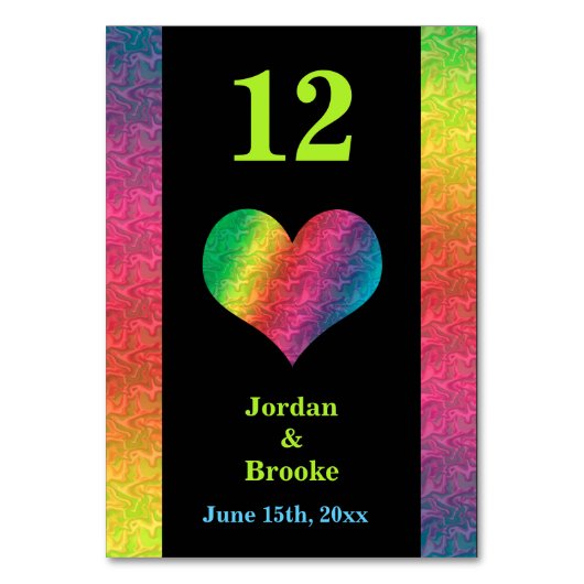 [レインボークリンクル結婚ズ]ハートバーメニューブラック テーブルナンバー (正面)