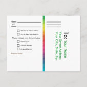 [レインボークリンクル結婚ズ]ハートRSVPカードグリーン インビテーションポストカード (裏面)