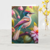 レインボークレステッドジェイファンタジーバード カード (黄色い花)