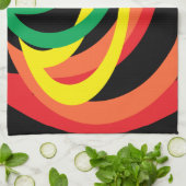 レインボークレセントカラー抽象芸術キッチンタオル キッチンタオル (折り畳み)