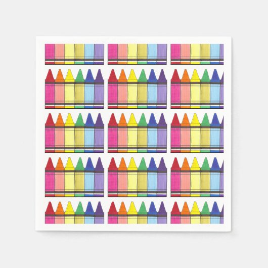 レインボークレヨンズアーティストクラス誕生日パーティー スタンダードカクテルナプキン (正面)