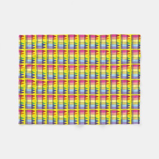 レインボークレヨンズアートスクール先生アーティストカラーリング フリースブランケット (正面(横))