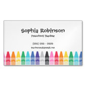 レインボークレヨンプレショールエレメンタル先生 マグネット名刺 (正面)