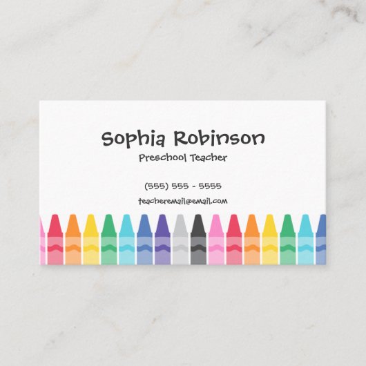 レインボークレヨンプレショールエレメンタル先生 名刺 (正面)