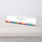 レインボークレヨン先生名とグレード デスクネームプレート (正面)