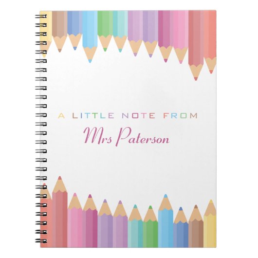 レインボークレヨン先生鑑賞かわいいカラフル ノートブック (正面)