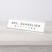 レインボークレヨン |幼稚園先生 デスクネームプレート (正面)