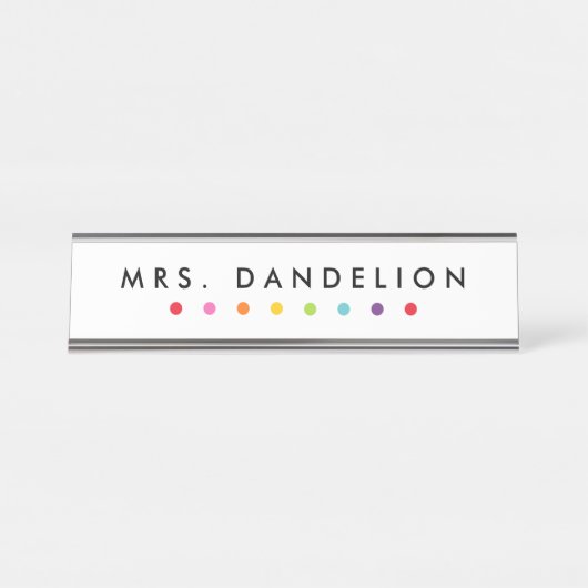 レインボークレヨン |幼稚園先生 デスクネームプレート (正面)