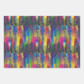 レインボークールパーティードリップ繰り返しパターン ラッピングペーパーシート (正面3)