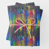 レインボークールパーティードリップ繰り返しパターン ラッピングペーパーシート (インサイチュ)