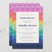 レインボーグラジエントダイヤモンドパターンブライダルシャワー 招待状 (正面/裏面)