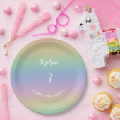 レインボーグラディエントカラフルパステル子供の誕生日 ペーパープレート (パーティー)