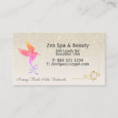 レインボーグラディエントハミングバードアイボリーグリッター 名刺 (正面)