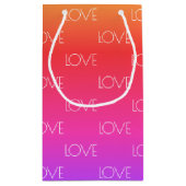 レインボーグラディエントラブカスタム文字 スモールペーパーバッグ (裏面)