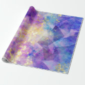 レインボーグラデーションと金ゴールドの火炎のオパール ラッピングペーパー (アンロールド)